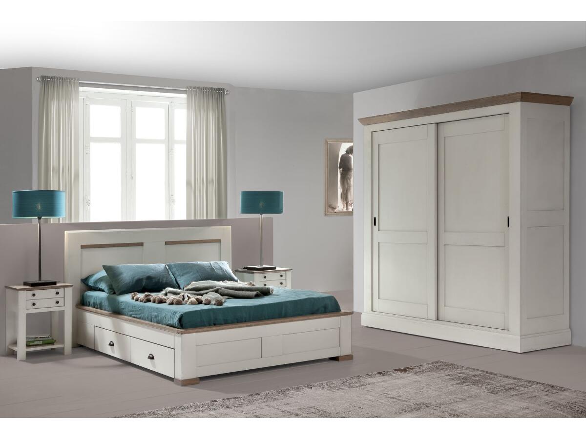 Lit 2 tiroirs couchage 140X190