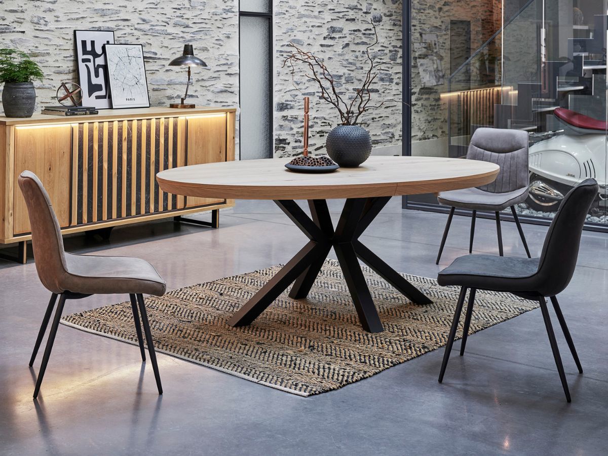 Table ovale avec 1 allonge centrale 60 cm